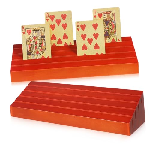 FOYTOKI Wooden Playing Card Holder 2pc Poker Card Stand Game Display Holder Rack for Tabletop Display Base