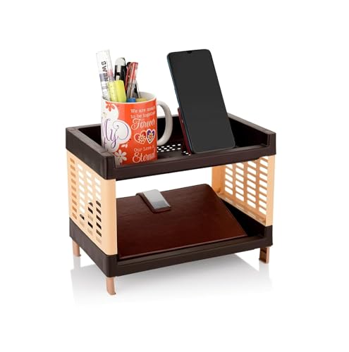 Image of C.S.M CSM 2-Tier Plastic Storage Rack, Brown