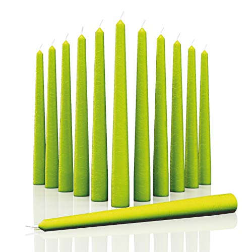 CANDWAX 10 inch Taper Candles Set of 12 - Dripless Taper Candles and Unscented Candlesticks - Perfect as Dinner Candles and Household Candles  Olive Candles