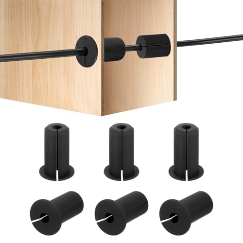HiPicco 6Pcs Wall Grommets for Cables 3/4-Inch Silicone Cable Wall Bushing Feed Through Cable Routing Kit Accessories Wall Cable Pass Through for Ethernet with 7mm Hole, Black