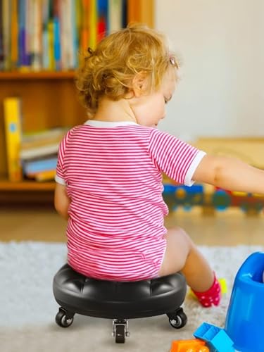 Lanstics Cadeira de banco de rodas de banco de rolo baixo bancos de rodas de couro PU bancos de roda