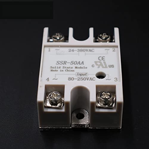 Relé de estado sólido SSR-50AA 50A 80-250VAC interruptor estático AC a AC control industrial 3