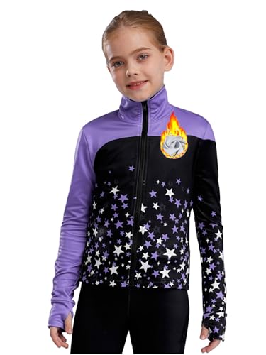 YiZYiF Kids Girls Fleece-Lined Long Sleeve Jacket Outerwear Color Block Star Printed Zipper Sweatshirt Sport Tops