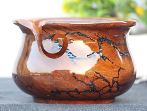 Image of Mother's Day Gift Knitting Bowl, Rosewood Yarn Bowl, Handcrafted Resin Wooden Yarn Bowl - Large Yarn Bowl for Knitting and Crocheting, Yarn Storage Bowl