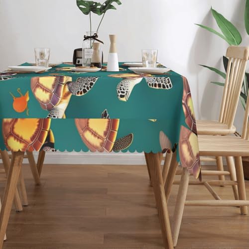Nappe rectangulaire motif tortues de mer décor animaux pour table à manger et buffet chic - 4