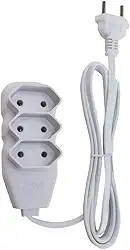 Force Line - Extensão Slim, 3 Tomadas, Bipolar, Bivolt, 1 Metro, Branco