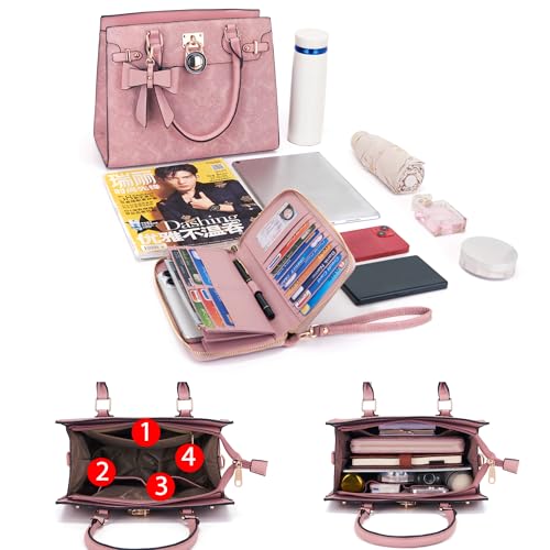 Image of Qiyuer Cute Purses Wallet Set For Women Handbags Satchel Tote Shoulder Bag | Affordable Luxury, Ideal Gift, Large Clutch Wallet, 2PCS, Sturdy Structured, Stylish, PU, Practical & Roomy for Daily & Work