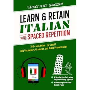 Learn & Retain Italian with Spaced Repetition: 700+ Anki Notes for Level I with Vocabulary, Grammar, & Audio Pronunciation Paperback – March 23, 2023
