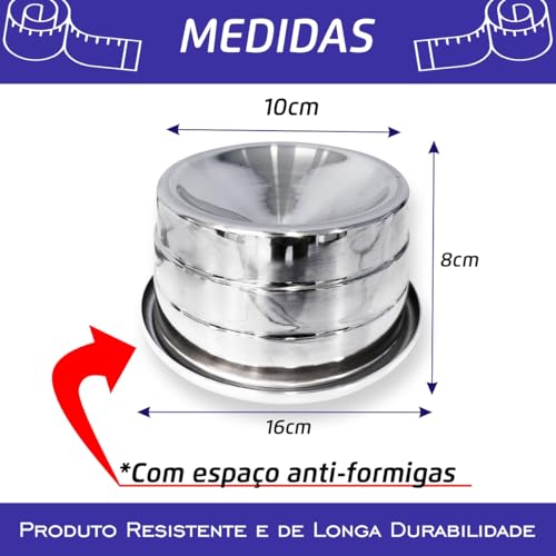 Kit 3 Comedouro Ergonômico para Gatos Alumínio Anti Formiga