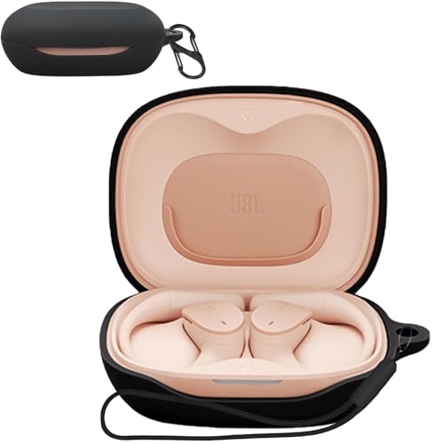 For JBL SENSE LITE ケース カバー【HNWEIWEI】 (カラビナ付き+ストラップ付き ) シリコン 便利 カラビナ付 旅行 軽量小型 装着充電可能 JBL SENSE LITE 用 ケース カバー(ブラック)