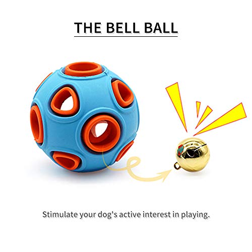 Andiker Hundeball, interaktives Hund Spielzeug mit Glocke, Gummiball, Hundebälle Hüpfball, Haustier-Sportspiele Intelligenzball IQ Bissbeständiges Spielzeug für Haustier-Kauspielzeug (S, Blau)