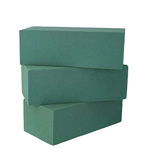 Pack of 3 Floral Foam Bricks Green Styrofoam Blocks for Artificial Flowers or Plants by VEYLIN