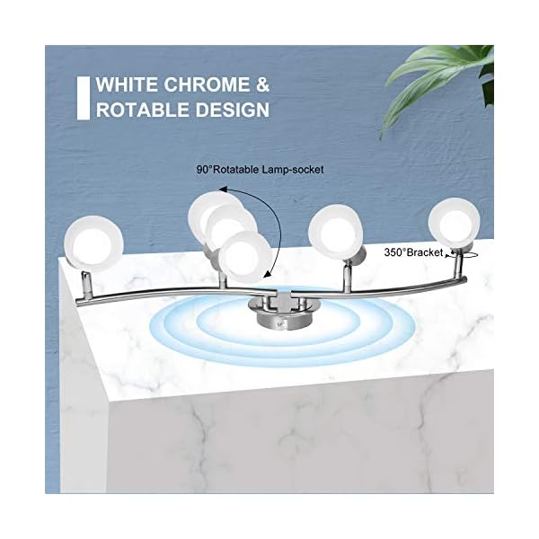 Comlzer LED Deckenleuchte 4-flammig Deckenlampe, E14 Fassung mit 4 x 5W Led Lampen, Drehbar Deckenstrahler für… – Bild 4