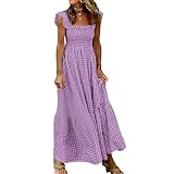 Poches fonctionnelles et jupe à volants : le corsage smocké extensible assure un ajustement sûr et confortable, tandis que la jupe à volants ajoute du volume et du mouvement, fonctionne magnifiquement comme robe d'été à plusieurs niveaux pour femme et robes décontractées quotidiennes avec des poches latérales pratiques pour plus de commodité mains libres.