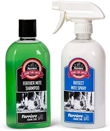 Farriers Equine Care Feather Mite Treatment Combo for Horses. Parasite Treatment for Heavy Horses, Gypsy Cobs. Shampoo & spray Safe & Effective.