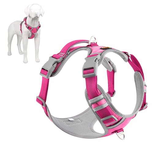 Plutus Pet No Pull Dog Harness, Release at Neck, Reflective Adjustable Dog Vest Harness, Easy Control Handle for Walking, for Small Medium Large Dogs, Hot Pink, S