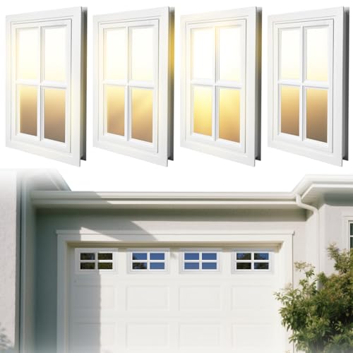 4 Pack Garage Door Windows, Replacement Vinyl Window Inserts with UV Resistant Resin Glass for Garage Doors, 53x35cm (Cross Design)
