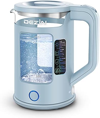 Dezin Electric Kettle with Keep Warm Function, BPA Free Window-Glass Double Wall Design Electric Tea Kettle, 1.5L Bicolor LEDHot Water Kettle with Auto Shut-Off and Boil Dry Protection for Coffee, Tea