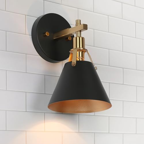 Image of KSANA Black Wall Sconces, Modern Farmhouse Gold Wall Lights for Bedroom, Living Room, Hallway