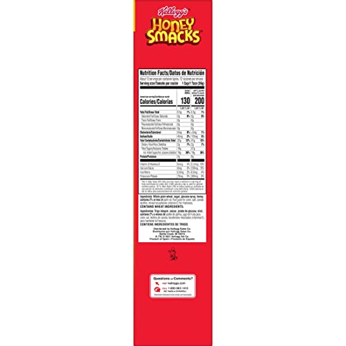 Honey Smacks Breakfast Cereal, Made with Whole Grain, Kids Snacks, Large Size, Original, 15.3oz Box (1 Box)