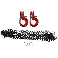 2Pcs RC Trailer Hook Aluminum Alloy Resistant RC Trailer Chain for SCX10 1/10 Car Model (Red)