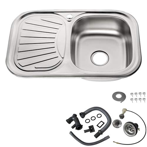 Melko Edelstahlspüle Küchenspüle aus Edelstahl Spülbecken Küchenspüle inkl. Ablaufgarnitur und Siphon Cover
