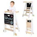 KYWAI® Tour d'Observation Montessori, Tour d Observation Enfant Pliable avec 2 Hauteurs Réglables, Tableau Amovible, Design Nordique – Marque Engagée pour la Reforestation Mondiale
