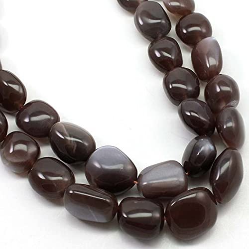 Pierre de lune chocolat en rang de 40cm pour concevoir un bijou personnalisé et intime