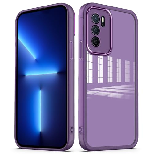 Cover per Oppo A16 Oppo A16s Oppo A54s Custodia Trasparente con Pellicola Protettiva Lenti Morbida Ultra Sottile Antiurto Bumper Case - slim viola