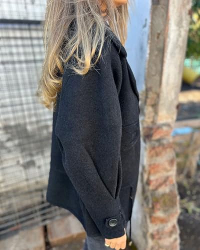 CHARTOU Women Winter Fall Casual Wool Blend Notch Lapel Blazer Coat Loose Tweed Jacket without Pocket2