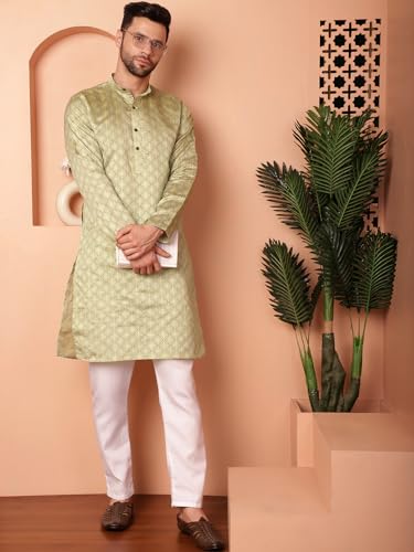 Image of Jompers Silk Men's Regular Fit Woven Design Kurtas