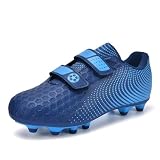 Zapatillas de Fútbol Niño Botas de Futbol Zapatos Fútbol Tacos Profesional Entrenamiento Aire Libre Sala Cómodo Antideslizante Unisex Azul 29