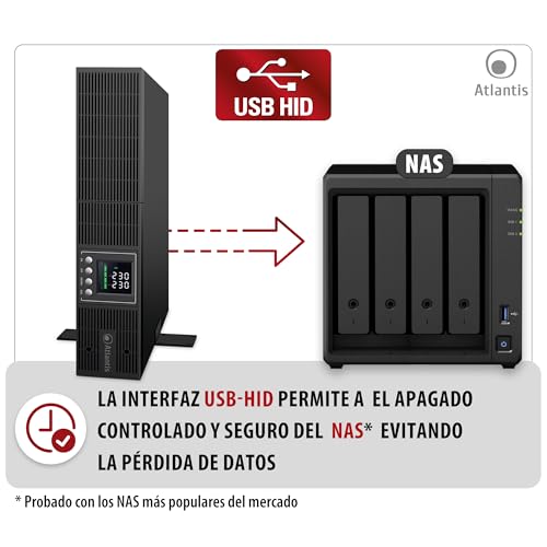 Miniatura 4 de Atlantis A03-Op2002-Rc Ups Online - Sistema De Alimentación Ininterrumpida Con Doble Conversión Onda Sinusoidal Pura 2000 Va 1350 W, Servidor Convertible, Pantalla Lcd, Usb, Serie Rs-232, 8 Salidas