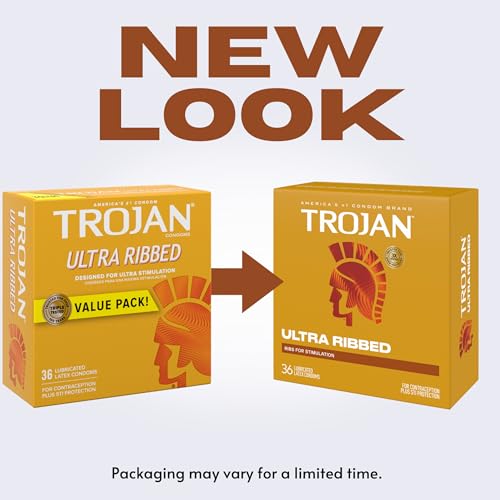 Image of TROJAN Condoms Ultra Ribbed for Ultra Stimulation, 36 Count Pack (Pack of 2)