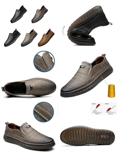 VIFOCUS Men's Loafers Slip-On Casual Leather Dress Shoes,Lightweight Comfort Non-Slip Ox Softsole for Business Driving Walking2