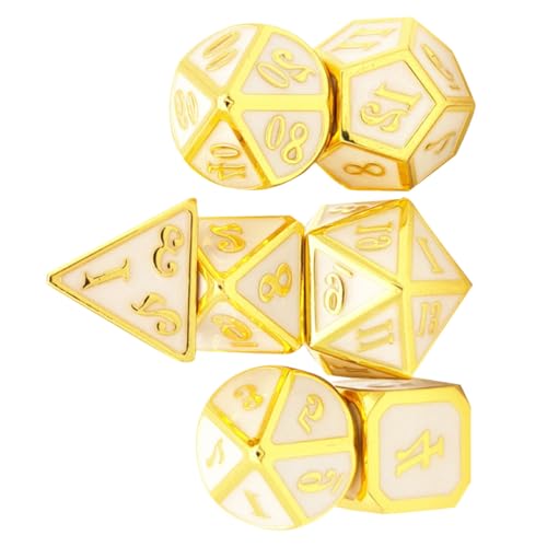 Dados de metal dorados SOIMISS ultra resistentes con diseño portátil de 7 piezas