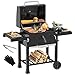 YITAHOME XXL Grillwagen Smoker Holzkohlegrill mit Gusseisenrost & Emaille-Pfanne - Mobiler BBQ Grill für Garten, Camping, Outdoor - Inkl. Thermometer, Küchenzange, Grillhandschuh, Robustes Design