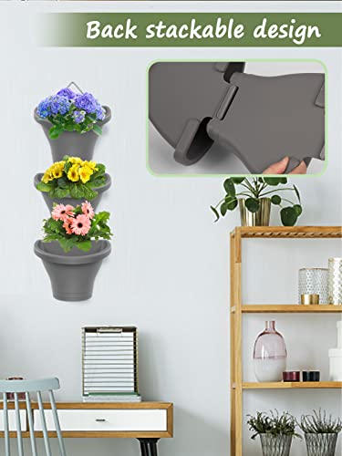 Madholly 6Pcs Hanging Vertical Planter- Plastic Wall Hanging Planter With Hooks Leaky Grid- Self Watering Hanging Pots For Indoor Outdoor Garden Fence Hanging Decorations (Gray) #TOP2