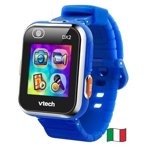 VTech Kidizoom Smartwatch DX2 Blu, Orologio Interattivo per Bambini con Doppia Fotocamera, Schermo Touch a Colori, Smartwatch con Sensore Movimento, Resistente agli Urti, Lingua Italiana, 5-13 Anni