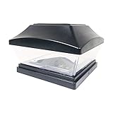 iGlow 1 Pack Black Outdoor Garden 6 x 6 Solar SMD LED Post Deck Cap Square Fence Light Landscape PVC Vinyl Wood Bronze