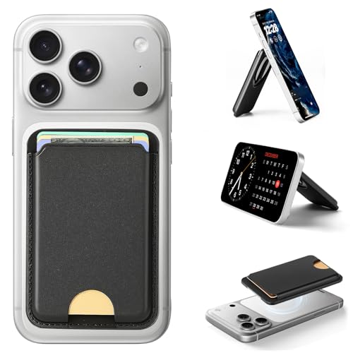 FAINDMOO Wallet Für MagSafe Magnetische Kartenhalter mit RFID-Blockierung Card Holder mit verstellbarem Ständer Silm Mag Safe Wallet für iPhone 17/16/15/14/13/12/Pro/Pro Max Serie
