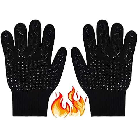 1472°f Blue BBQ Gloves, Smoker Grilling Oven Mitts, fire Heat Resistant high-Temperature Grill Proof Gloves, Washable Long Silicone Heat Gloves for Cooking Baking Oven Gloves Cover