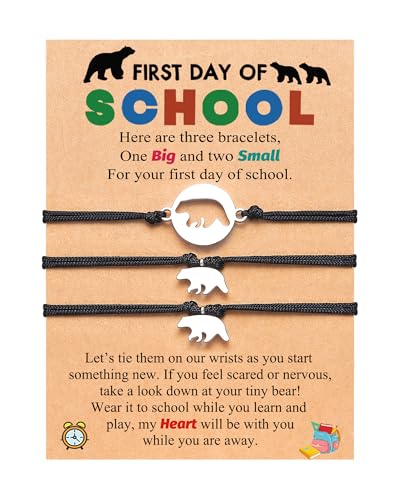 UPROMI Back to School Bracelet Set for 3, First Day of School Kindergarten Preschool 1st 2nd Grade Bracelet Gift Mom Mother Son Daughter, Back to School Stuff Gifts for Kids Boys Girls