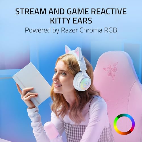 Image of Razer Kraken Kitty V3 Pro - Wireless RGB Kitty Headset for Gaming - Reactive Streaming Cat Ears - Triforce 40 mm Driver - Hyperspeed Wireless & Bluetooth - THX Spatial Audio | White