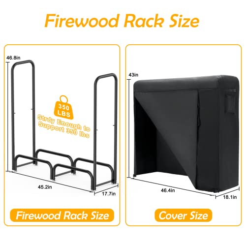 Hypata 4Ft Firewood Rack Outdoor With Cover,Heavy Duty Wood Racks Outdoor For Firewood & 600D Fabric Waterproof Cover For Fireplace,Easy To Assemble,350 Lbs Weight Capacity For Outdoor Indoor Use #TOP5