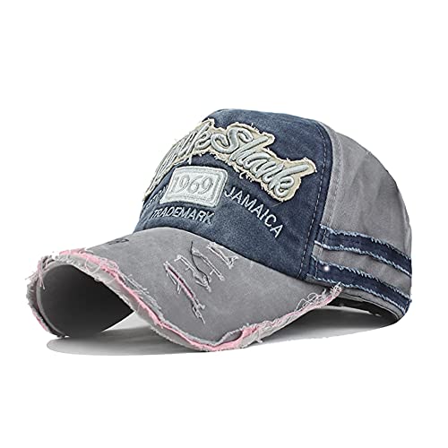 Image of Vintage Cotton Baseball Cap Denim Frayed Edge Sunhat Adjustable Unisex