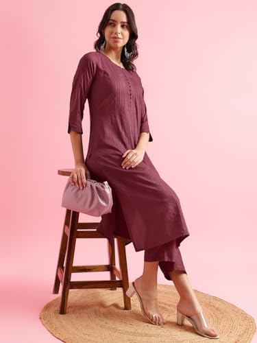 Image of Hritika Violet Viscose Rayon Straight Pattern Kurtaset (HRKB0048VOLT XXL)