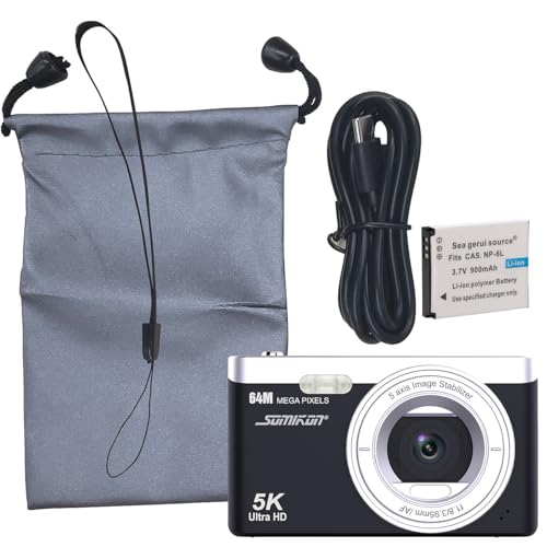 Somikon Digitalkamera: Digitale Kompaktkamera mit 64 MP, 5K, Autofokus, 16-facher Digitalzoom (Fotokamera, Autofokus Kamera, Fotografie)