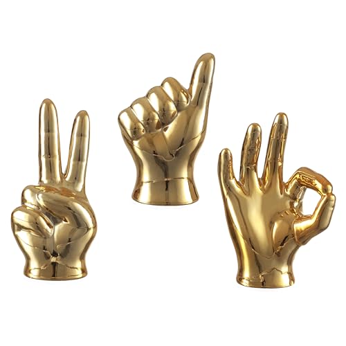 Image of TIED RIBBONS Set Of 3 Hand Sign Fantasy Showpiece Statue Collectible Figurines(Multi,Ceramic)Decorative Items For Home Decor Living Room Bedroom Wall Shelf Office Table Top Decoration Gifting