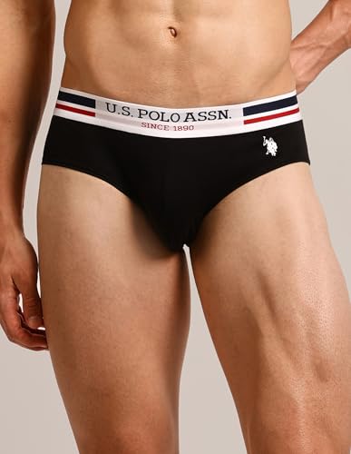Image of U.S. Polo ASSN. Men's I006 Elasticized Waist Pure Cotton Underwear Briefs - Pack of 5